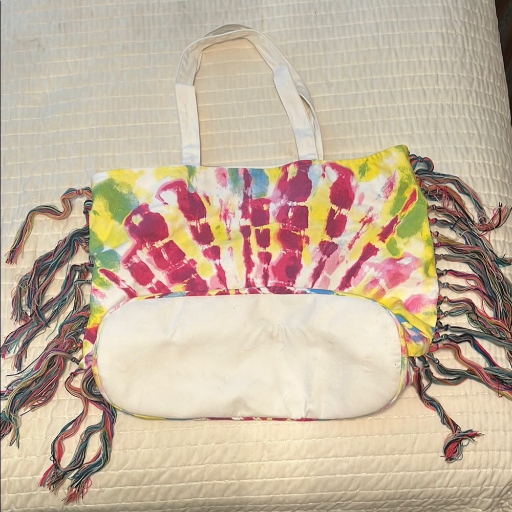 Magid Colorful Tie-Dye Tote Bag with Fringe - Picture 3 of 9